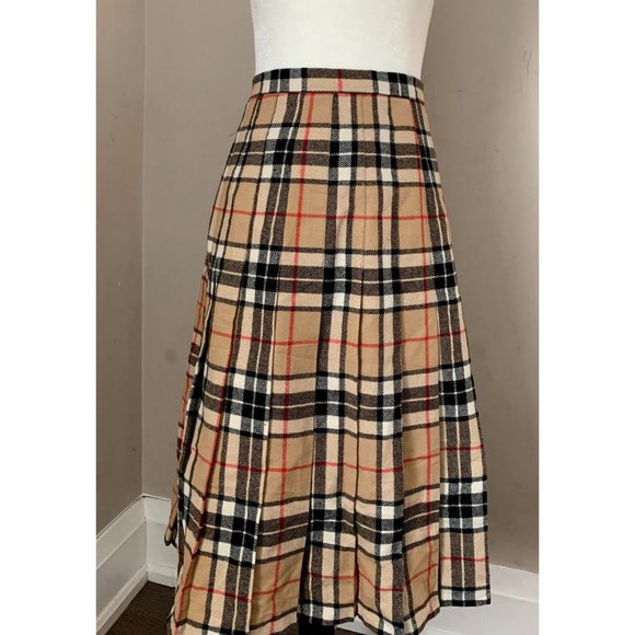 unbrander Dresses & Skirts - Scotland Nova-Check Pleated Pure Wool Skirt Wool Vintage Lux sz UK14 US 12 10